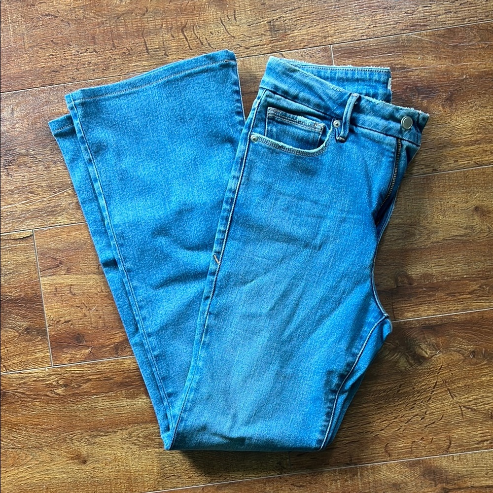 Good American Blue Flare Wide Leg Jeans